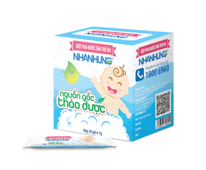 Bột tắm trẻ em Nhân Hưng trị rôm sảy cho bé - Loại 30 gói pha nước tắm cho bé
