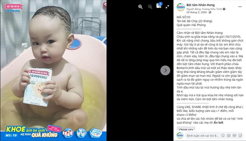 Mẹ Thu khoe “chiến tích” chữa bệnh ngoài da cho bé Chíp