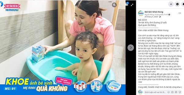 “Chỉ sau vài lần tắm rôm sảy, mẩn ngứa trên da con đã sạch veo”