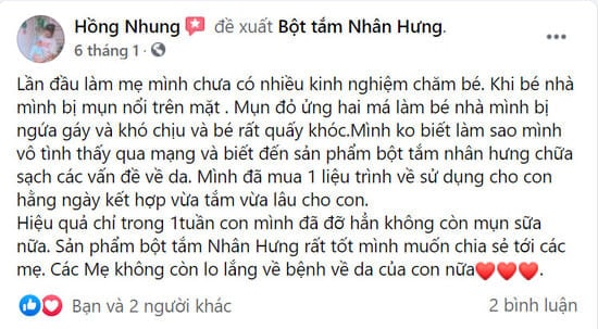 Mụn sữa - Bột tắm Nhân Hưng chữa là hết