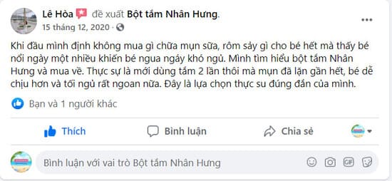Mụn sữa - Bột tắm Nhân Hưng chữa là hết