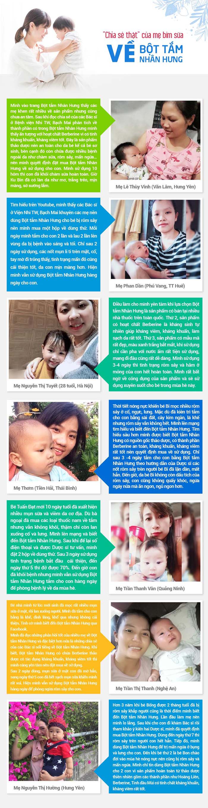 “CHIA SẺ THẬT” CỦA MẸ BỈM VỀ BỘT TẮM NHÂN HƯNG