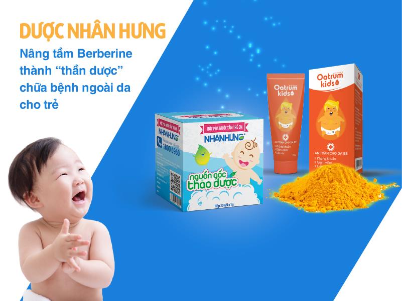 Sản phẩm chứa hoạt chất berberin trị bệnh ngoài da cho bé
