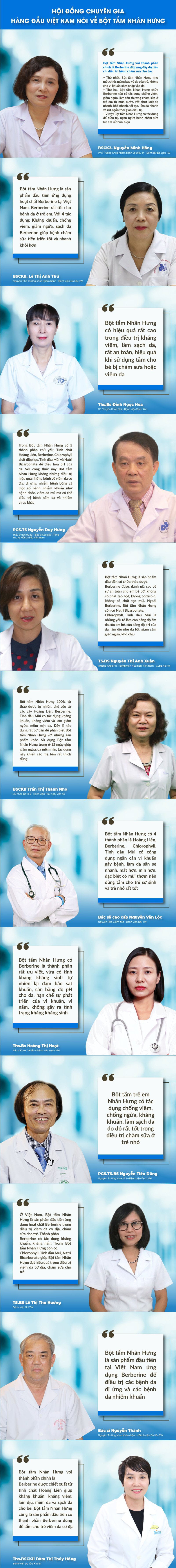 Hội đồng chuyên gia hàng đầu việt nam nói về Bột tắm Nhân Hưng