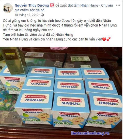 Có mẹ nào luôn “thủ” sẵn trong nhà bộ đôi chàm sữa Nhân Hưng từ khi con mới 10 ngày tuổi cho đến giờ đã 4 tháng tuổi như mẹ Nguyễn Thùy Dương không ạ? Thế này thì bảo sao bé nhà mẹ Dương chẳng lo bị chàm sữa hay các bệnh ngoài da khác “ghé thăm”