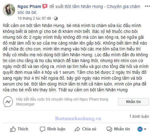 Không chỉ sử dụng bộ đôi chàm sữa Nhân Hưng để chữa chàm cho con, mẹ Ngoc Pham còn “tiện đường” chữa luôn cả hăm tã nữa đó các mẹ ạ