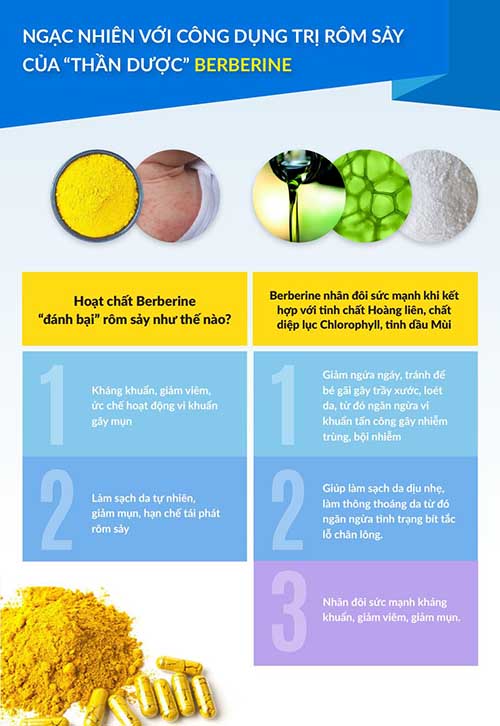 Hoạt chất Berberine với khả năng trị rôm sảy “thần sầu”