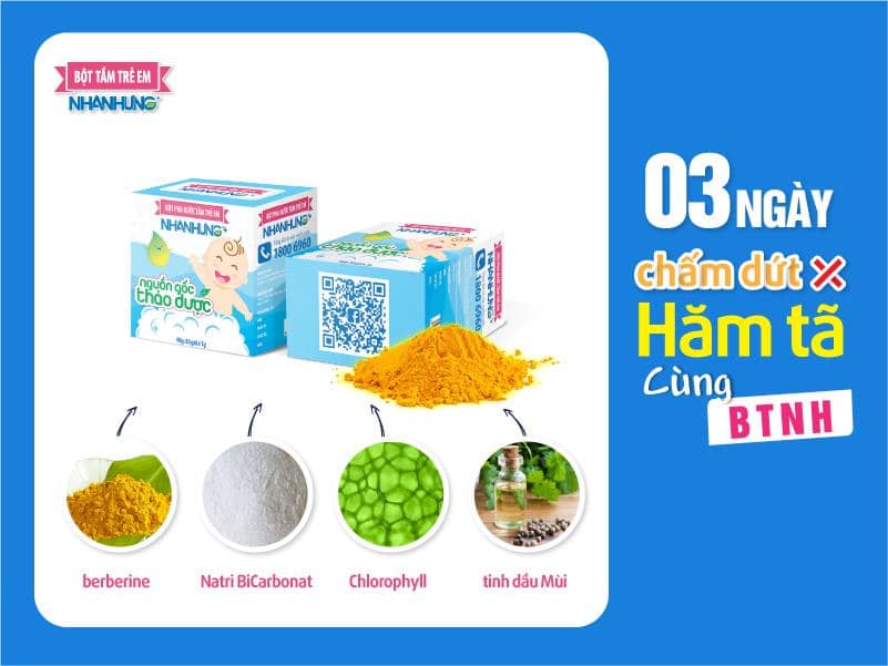 chấm dứt hăm tã nhờ Bột tắm Nhân Hưng