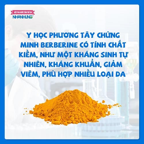 y học phương Tây đã chứng minh do tính chất kiềm của Berberine, y học Châu Á sử dụng nó như một chất kháng sinh tự nhiên, giúp kháng khuẩn, giảm viêm phù hợp với nhiều loại da
