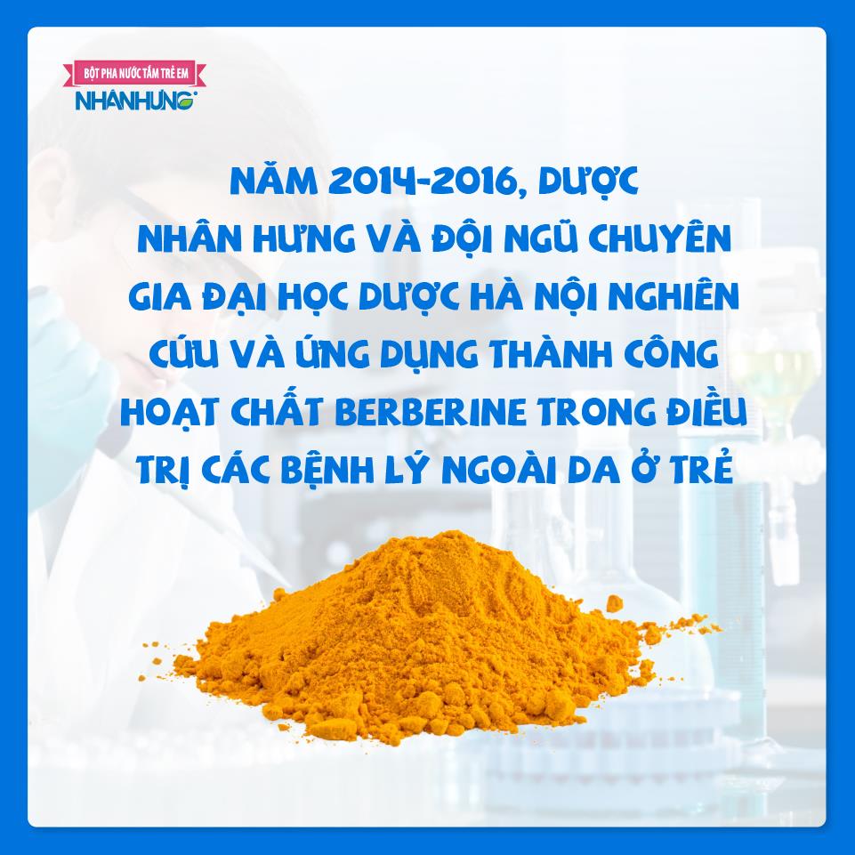 Dược Nhân Hưng và đội ngũ chuyên gia Đại học Dược Hà Nội nghiên cứu và ứng dụng thành công hoạt chất Berberine trong điều trị các bệnh lý ngoài da ở trẻ