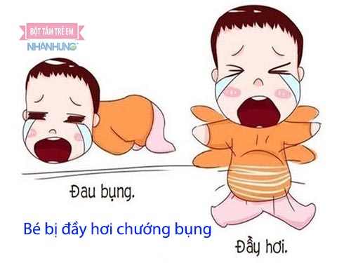 Bé bị đầy thơi trướng bụng- Thường hay ôm, xoa bụng và quấy khóc