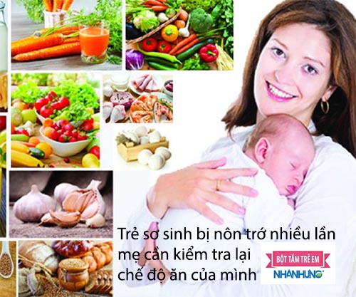 Các mẹ cần kiểm tra lại chế độ ăn phù hợp, dễ tiêu hóa vì bé sơ sinh sử dụng chủ yếu là sữa mẹ