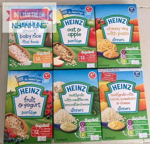Bột ăn dặm Heinz Nga có nhiều vị khác nhau cho mẹ lựa chọn