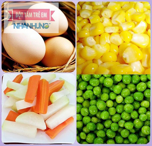 Cháo trứng gà với các loại rau củ