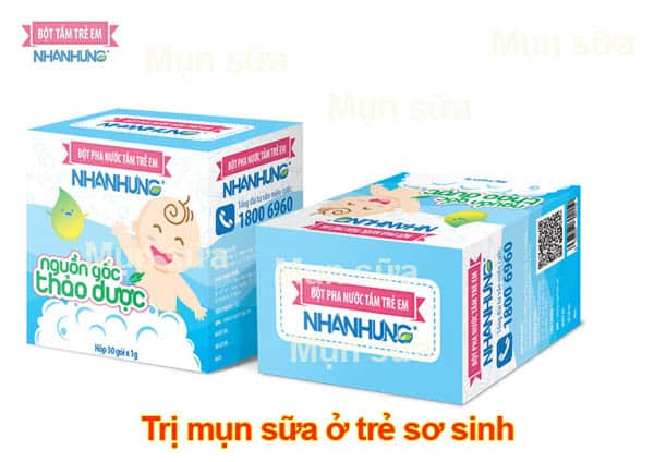 Hướng dẫn sử dụng Bột tắm Nhân Hưng trị mụn sữa cho bé