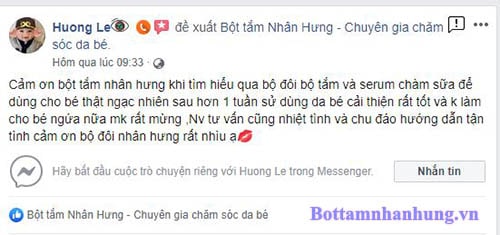 Các mẹ hài lòng về chất lượng bộ đôi chàm sữa Nhân Hưng