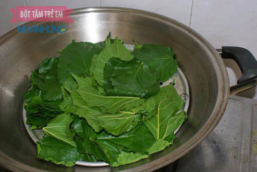 Dun nước lá dâu tằm tắm cho trẻ sơ sinh